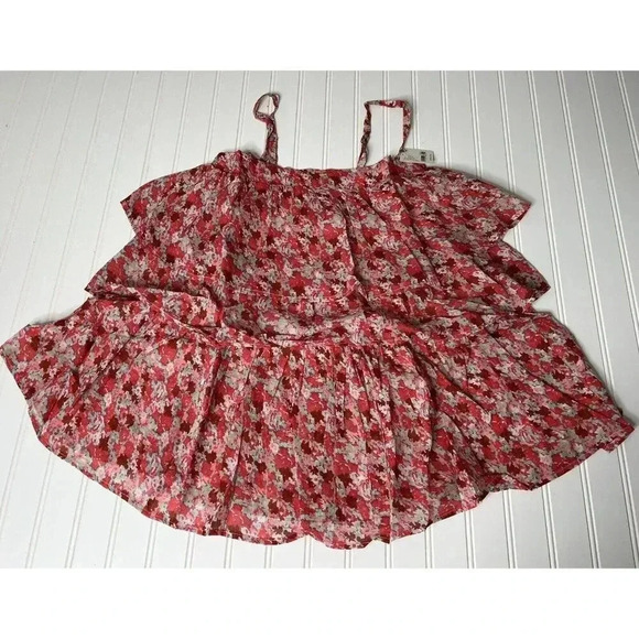 Free People Top Women's Talia Tiered Tunic Tank Top Pink Combo Small NEW. 340 - Picture 2 of 5